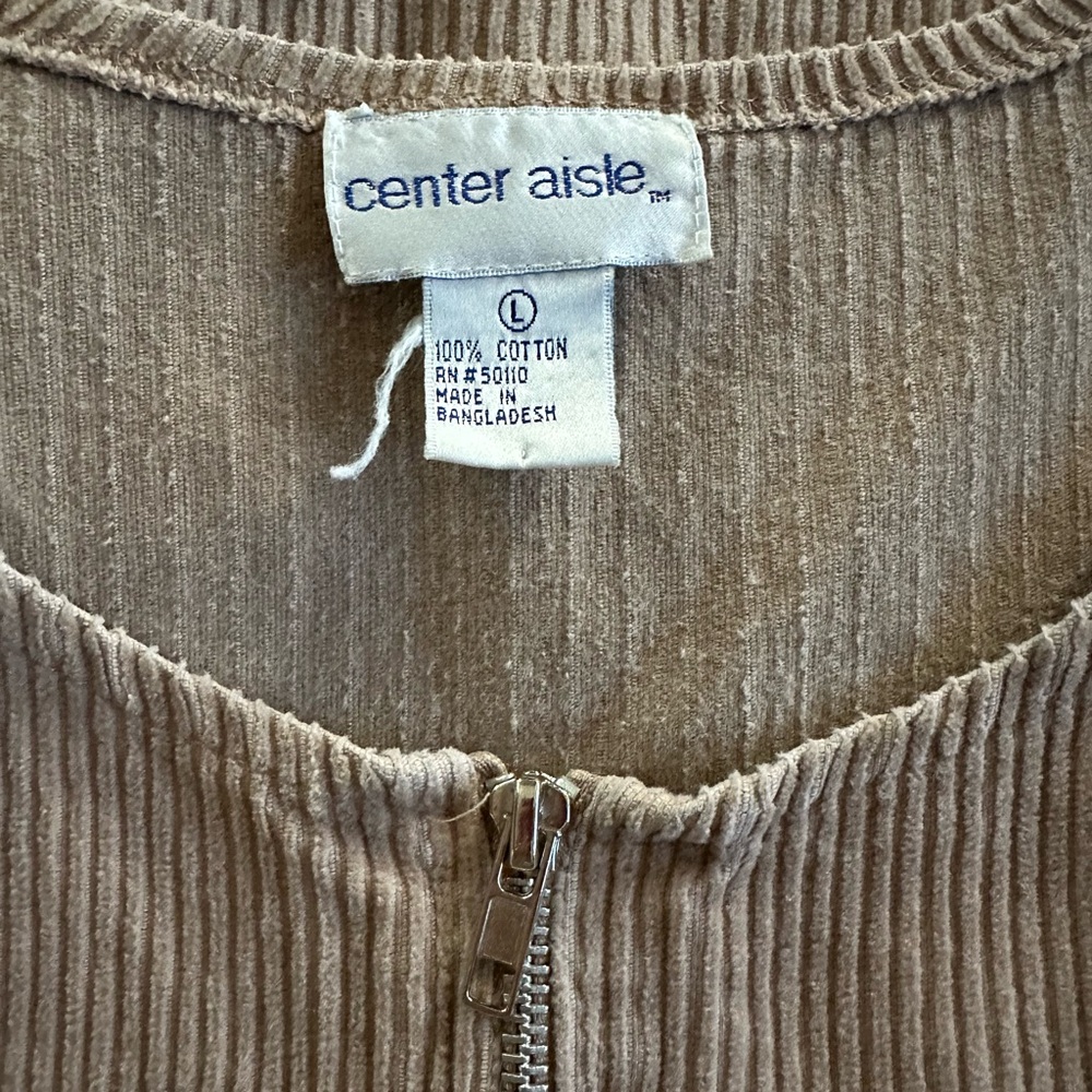 Vintage center aisle Tan Corduroy Zip-Front Dress Size L - Picture 7 of 7